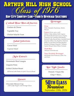 AHHS 50th Reunion Menu - PDF Format